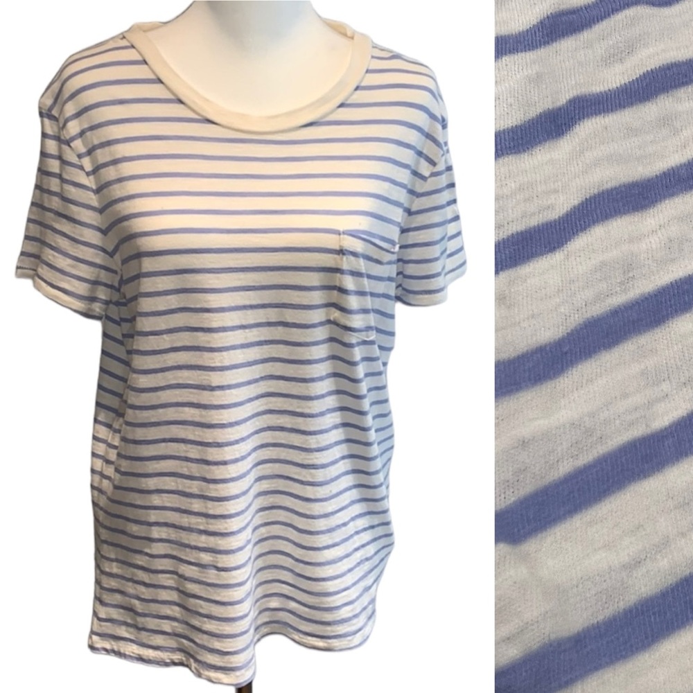 Madewell Striped T-Shirt Crewneck Neck Blue/Cream